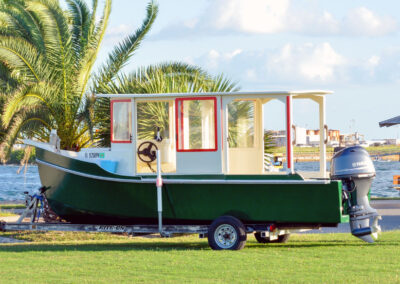 Green cabin boat