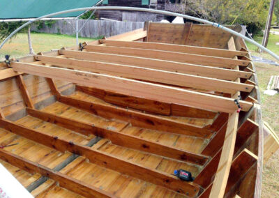 Deck beams forward of centerboard station