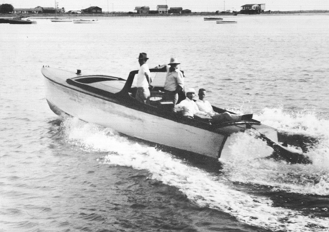 Open cockpit boat in the water