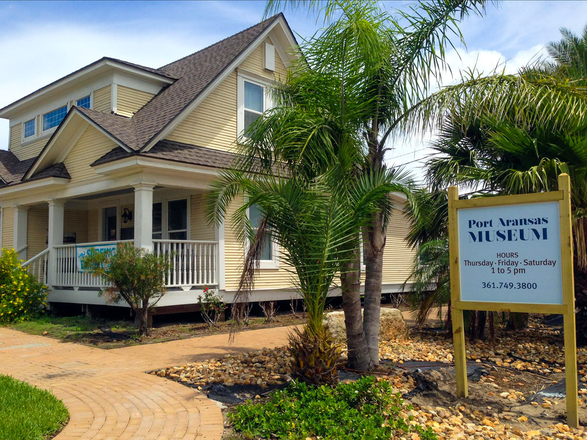 Front of Port Aransas Museum, showing new sign