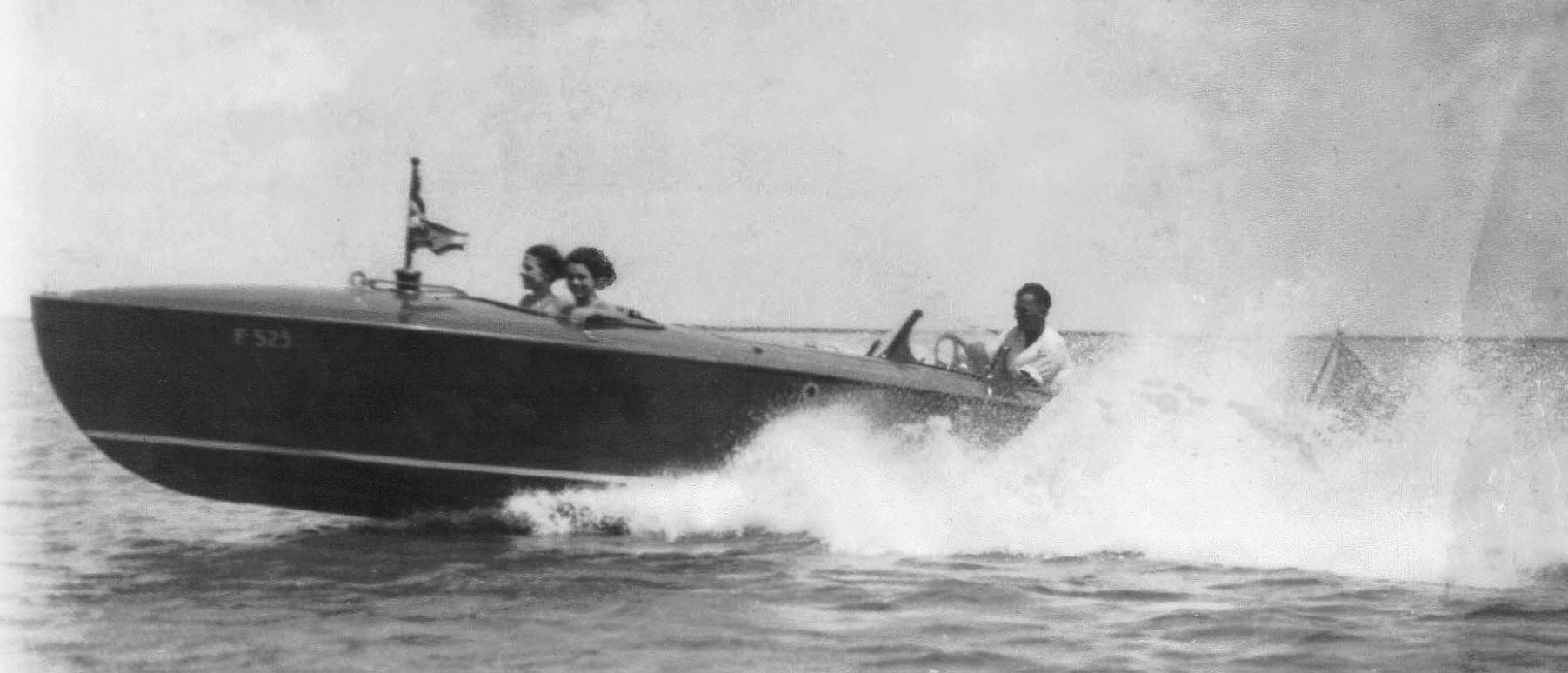 1928 speedboat in the water