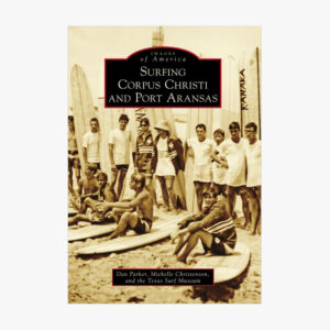 Cover of book, with vintage photograph of young people with surfboards
